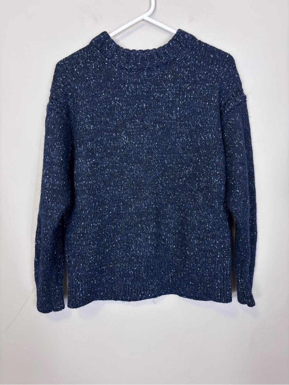 J. Crew Navy Speckle Cotton & Wool Blend Crewneck Pullover Sweater Small